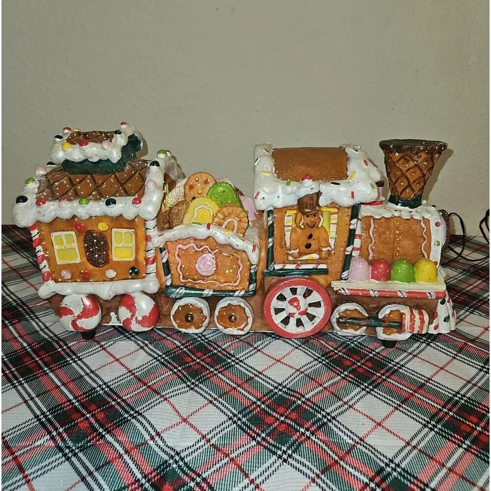Gingerbread Cookies Fiber Optic Lighted Holiday Train
